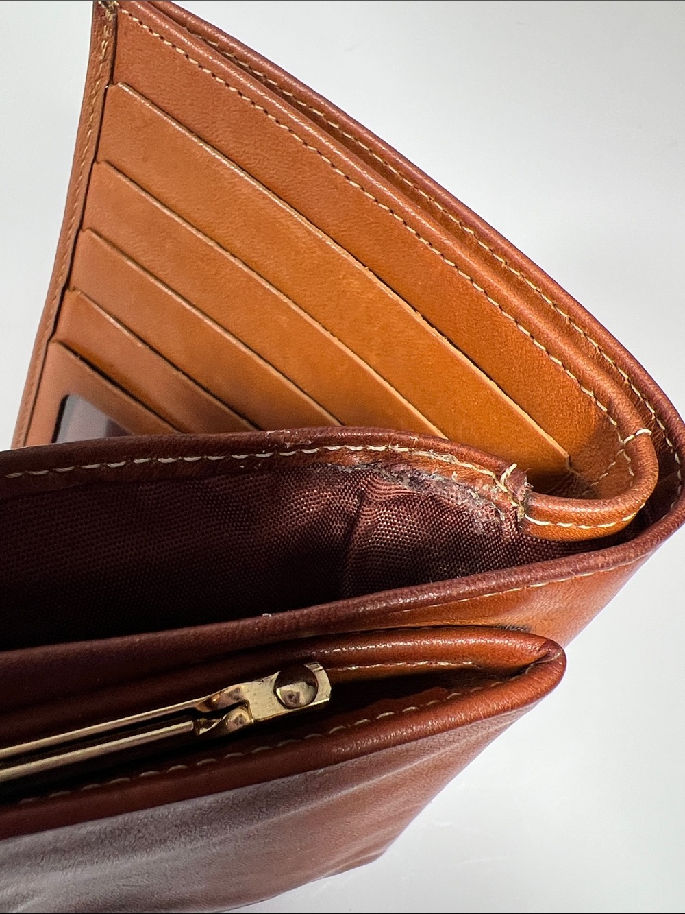 🦆 DOONEY & BOURKE PEBBLED AWL BRITISH TAN TRIFOLD KISSLOCK POUCH COIN VINTAGE - Picture 12 of 12